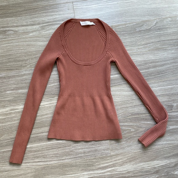 Jonathan Simkhai Jayline Long Sleeve Pullover Sweater Ribbed Knit Sz S EUC - Picture 1 of 8